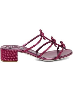 Rene Caovilla Sandalen Mit Kristallverziertem Ribbon-Absatz 40Mm - Pink