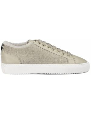 Doucal's Leather Wool-Panel Trainers - White