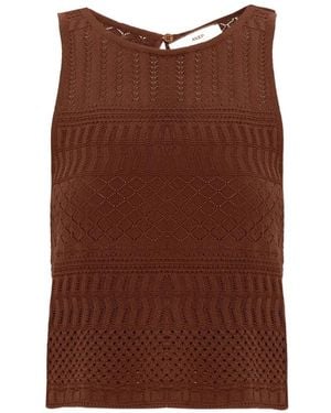 Akep Open-Knit Sleeveless Top - Brown