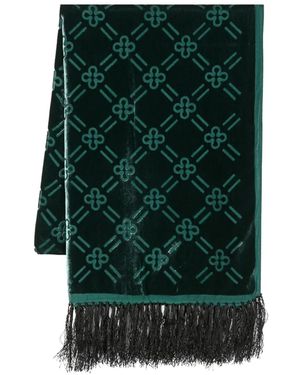 V73 Bufanda de terciopelo con flecos - Verde