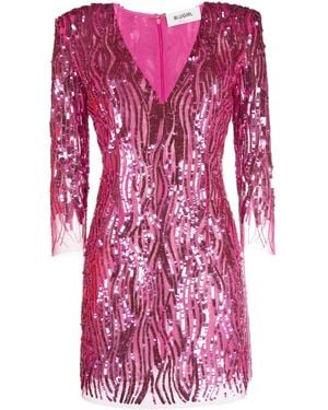 Blugirl Blumarine Sequinned V-Neck Mini Dress - Pink