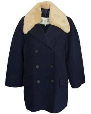Sea Double-Breasted Coat - Blue