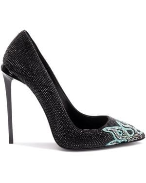 Philipp Plein 120Mm Flame-Embellished Court Shoes - Black