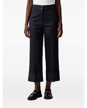 Sisley Cropped Turn-Up Trousers - Black