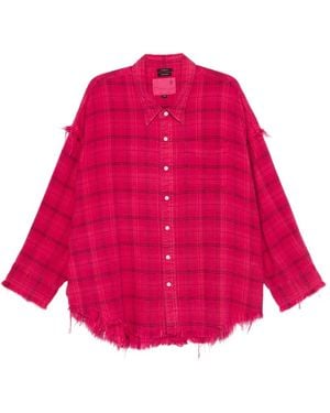 R13 Frayed Plaid Shirt - Pink