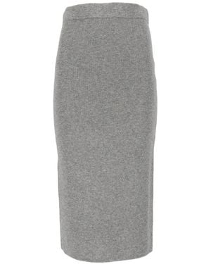 Max Mara Gonna Midi Con Motivo Zucca - Grigio