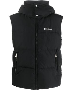 Palm Angels Logo-embroidered Puffer Gilet - Black