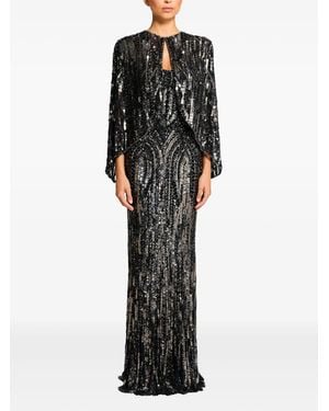 Jenny Packham Sequin-Embellished Cape - Black