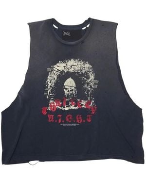 PALY Hollywood Thriller Night Cut-Off Distressed Tank Top - Blue