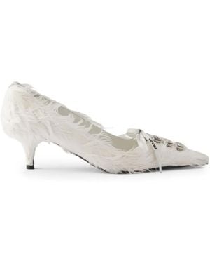 Prada Zapatos De Tacón Con Detalle De Plumas - Blanco