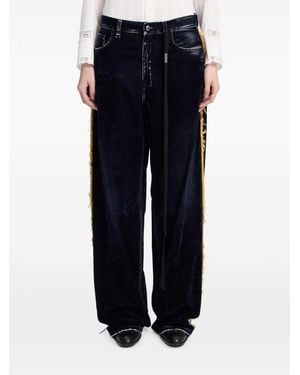 Ann Demeulemeester Beflockte Jeans Im Distressed-Look - Blau