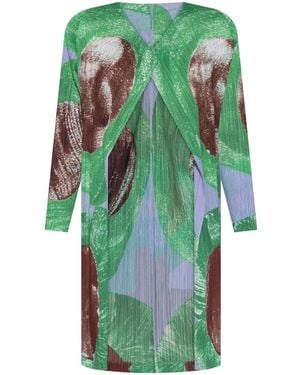 Pleats Please Issey Miyake Pleated Coat - Green