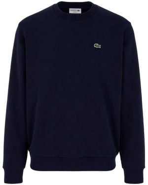 Lacoste Sudadera De Algodón Con Parche Del Logo - Azul