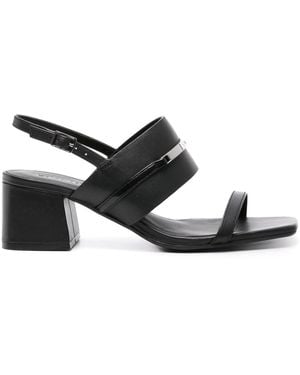 Calvin Klein 55Mm Logo-Plaque Leather Sandals - Black