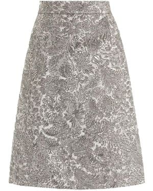Dolce & Gabbana Floral-jacquard Lamé Skirt - Gray