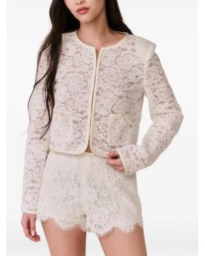 LoveShackFancy Bow-Detail Floral-Lace Jacket - White