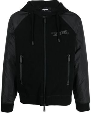 DSquared² Logo-Print Hooded Jacket - Black