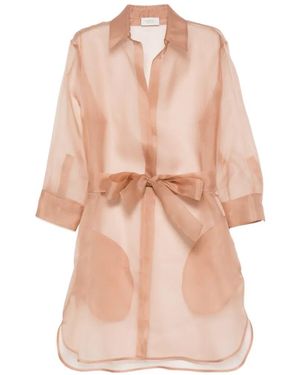 Mazzarelli Camisa Translúcida De Organza - Rosa