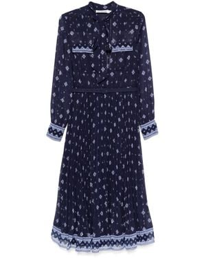 Self-Portrait Floral-Print Midi Dress - Blue