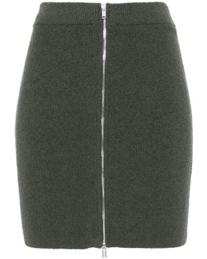 Nanushka Bouclé Zip-Up Miniskirt - Green