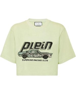 Philipp Plein Car Cropped T-Shirt - Green