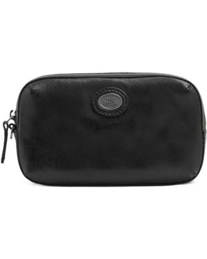 The Bridge Logo-Patch Leather Clutch Bag - Black