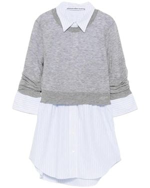 Alexander Wang Layered-Design Logo-Embroidered Sweater - White