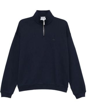 Lacoste Felpa Con Logo Ricamato - Blu
