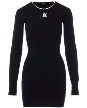 Amiri Embroidered-Logo Mini Dress - Blue
