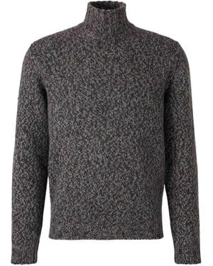 Fedeli High-Neck Cotton Sweater - Gray