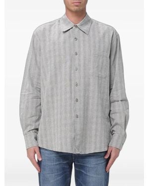 Our Legacy Herringbone-Patterned Chest-Pocket Shirt - Grey