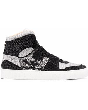 Philipp Plein Crystal Skull Hi-Top Sneakers - Black
