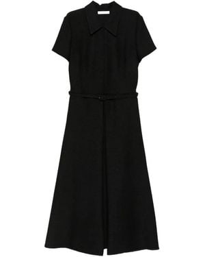 Fendi Belted Short-Sleeve Midi Dress - Black