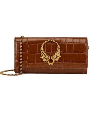 Roberto Cavalli Crocodile-Effect Tiger Tooth Wallet On Chain - Brown