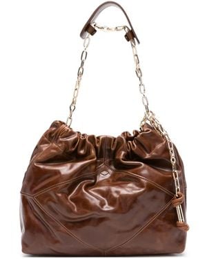 Ba&sh June chain-strap leather tote bag - Braun