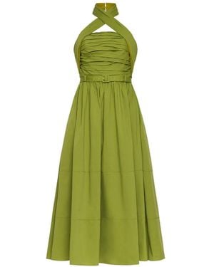 Cinq À Sept Marcie Pleated Belted Dress - Green