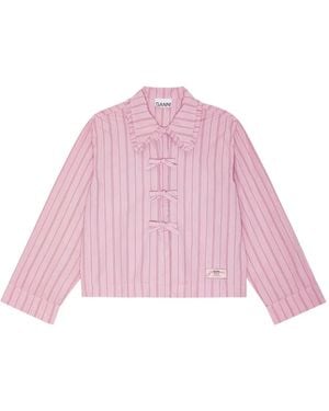Ganni Blusa A Righe - Rosa