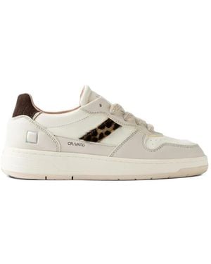 Date Court 2.0 Leopard-Print Panelled Trainers - White