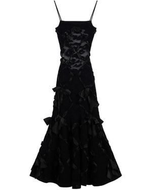 Givenchy Langes Kleid Aus Leopardenspitze Mit Schleifen - Schwarz