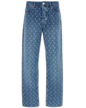 Marine Serre Button-Fastening Jeans - Blue