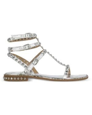 Ash Play Stud-Embellished Leather Sandals - White