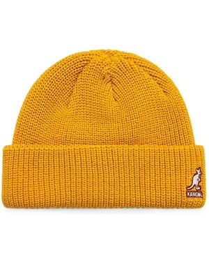 Kangol Logo-Patch Ribbed-Knit Beanie Hat - Orange