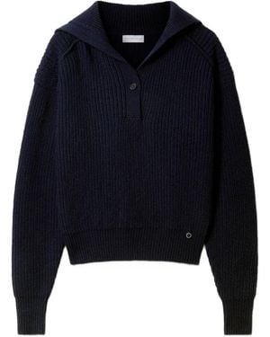 Stella McCartney Ribbed-Knit Button-Up Sweater - Blue