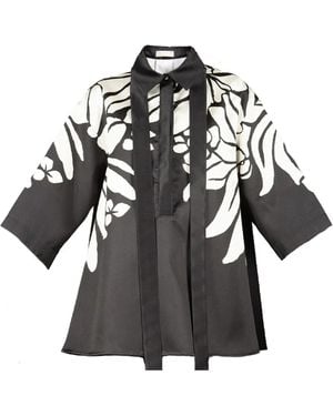 Elie Saab Bluse mit Blumen-Print - Schwarz