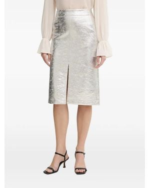 Ouí Front-Slit Midi Skirt - Natural