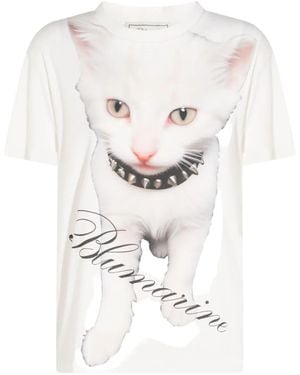 Blumarine Kitten-Print T-Shirt - White