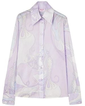 PUCCI Orchidee-Print Cotton Shirt - Purple