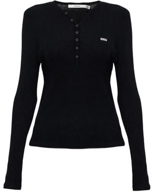 Gestuz Buttoned Ribbed Top - Black