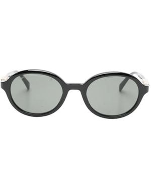 Gucci Logo Oval-Frame Sunglasses - Grey