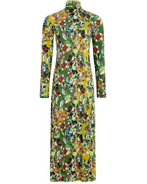 Marie Oliver Paxton Floral-Print Turtleneck Midi Dress - Green